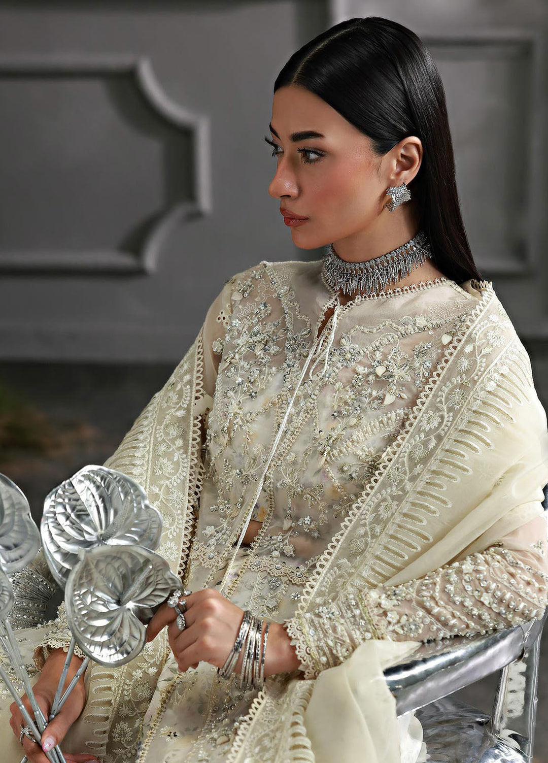 Elirah by Qalamkar Embroidered Organza Suits Unstitched 3 Piece QLM25EF MF-06 Ivara - Formals Collection