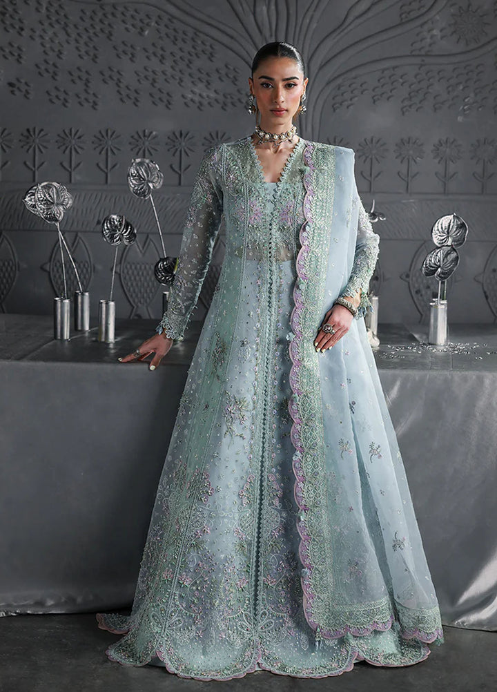 Elirah by Qalamkar Embroidered Organza Suits Unstitched 3 Piece QLM25EF MF-08 Serene Aqua - Formals Collection