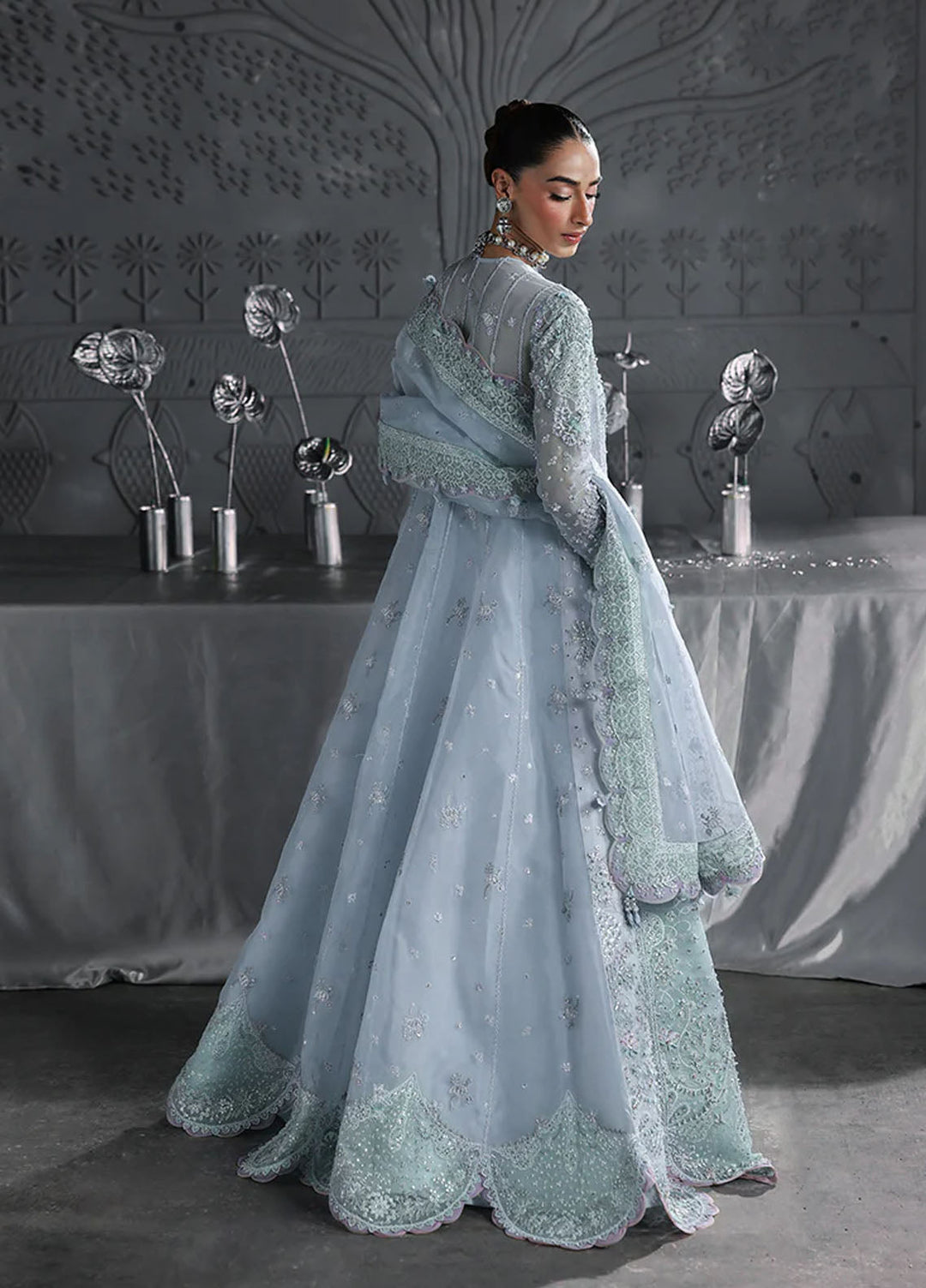 Elirah by Qalamkar Embroidered Organza Suits Unstitched 3 Piece QLM25EF MF-08 Serene Aqua - Formals Collection