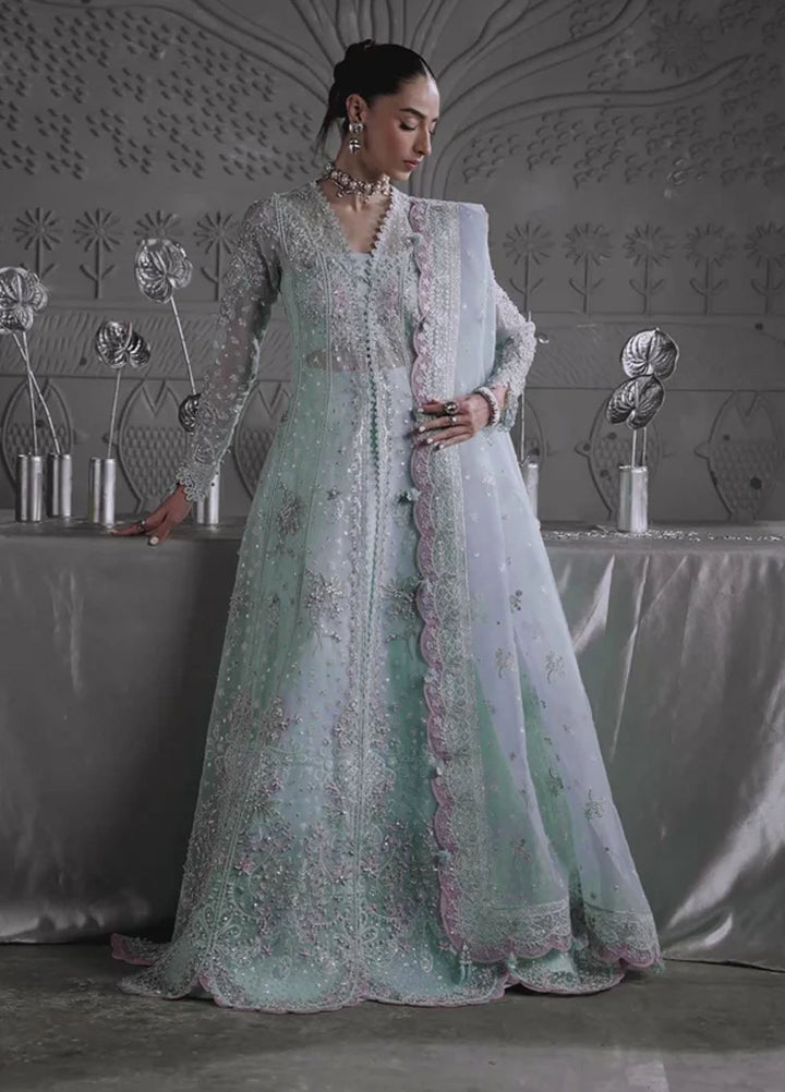 Elirah by Qalamkar Embroidered Organza Suits Unstitched 3 Piece QLM25EF MF-08 Serene Aqua - Formals Collection