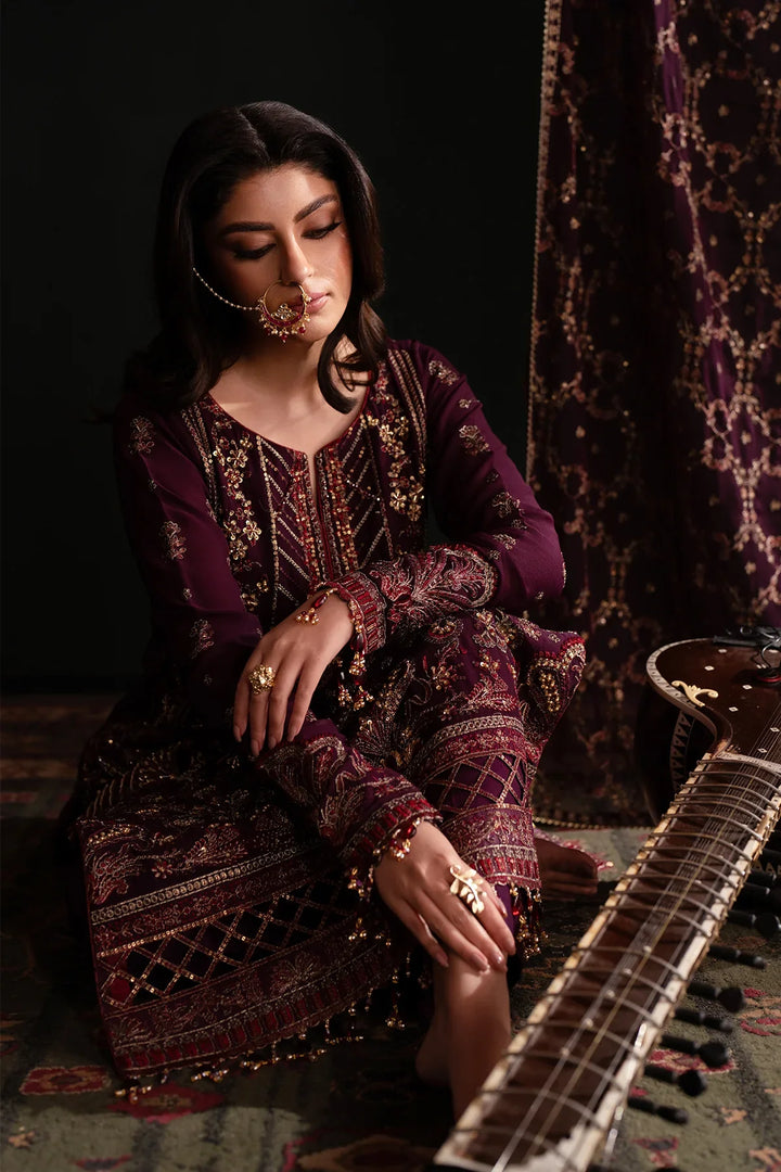 Nooresha by Emaan Adeel Embroidered Chiffon Suit Unstitched 3 Piece EA25NF Jenan - Formals Collection
