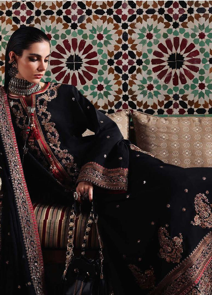 Nuvera Hemline by Mushq Unstitched Embroidered Raw Silk 3 Piece Suit MU26UNH Carmine Jewel MUNES260206 - Festive Collection