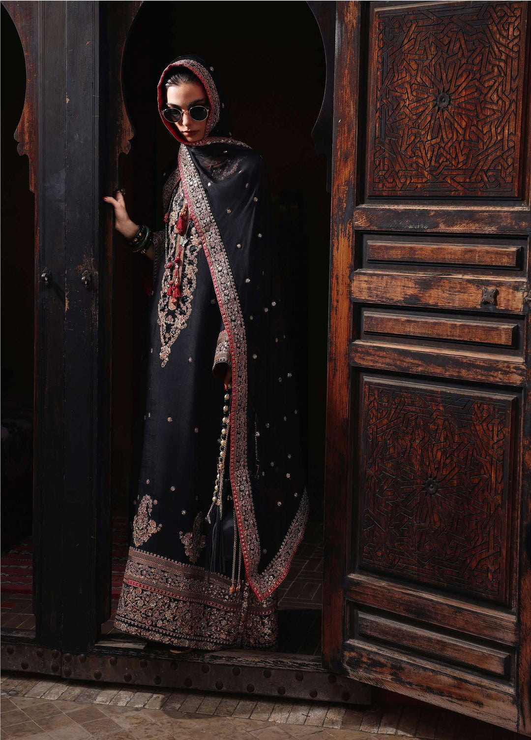 Nuvera Hemline by Mushq Unstitched Embroidered Raw Silk 3 Piece Suit MU26UNH Carmine Jewel MUNES260206 - Festive Collection