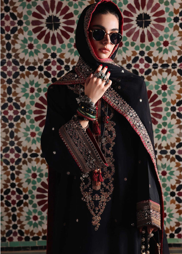 Nuvera Hemline by Mushq Unstitched Embroidered Raw Silk 3 Piece Suit MU26UNH Carmine Jewel MUNES260206 - Festive Collection