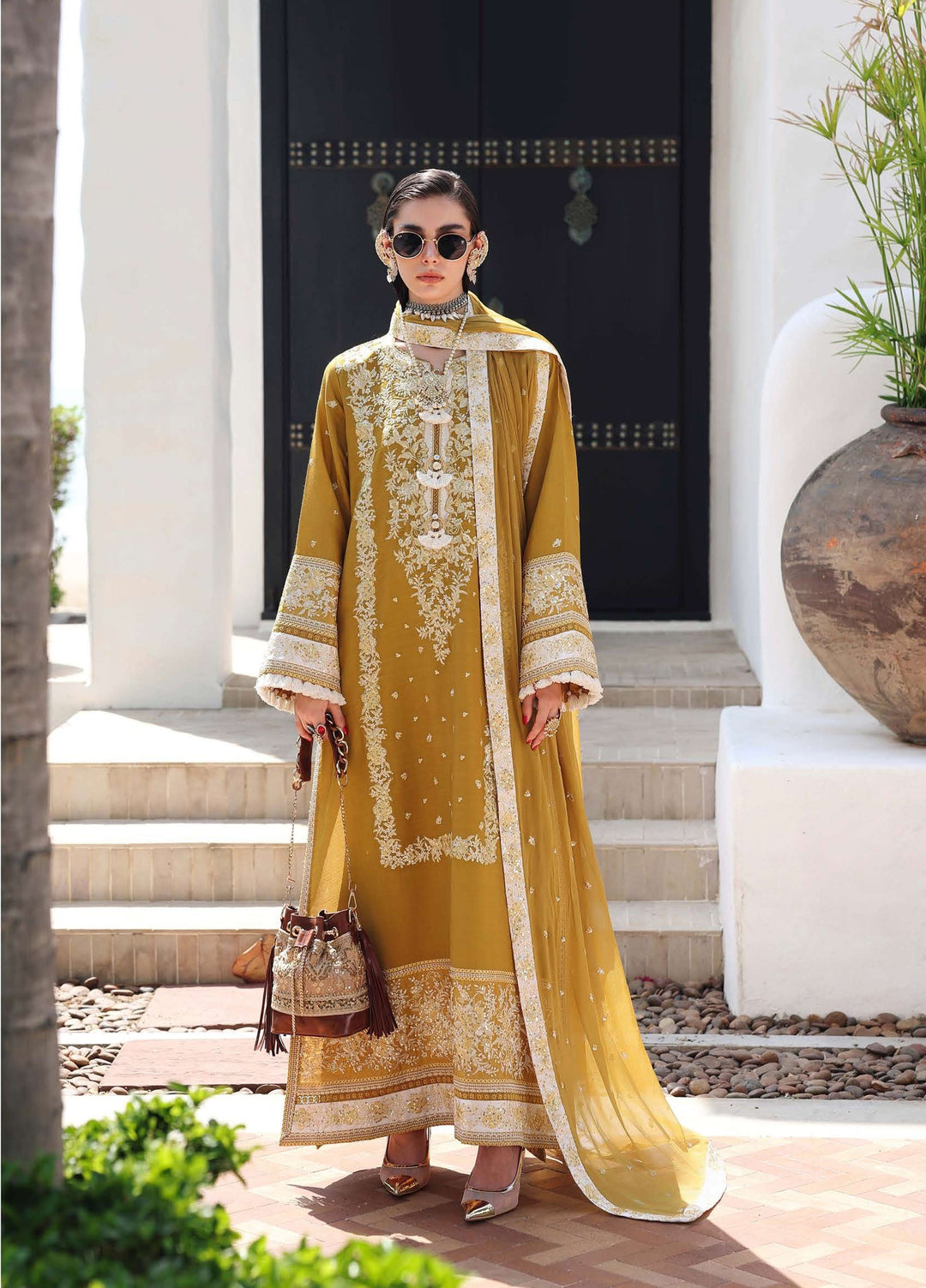 Nuvera Hemline by Mushq Unstitched Embroidered Raw Silk 3 Piece Suit MU26UNH Rosalie Crown MUNES260207 - Festive Collection