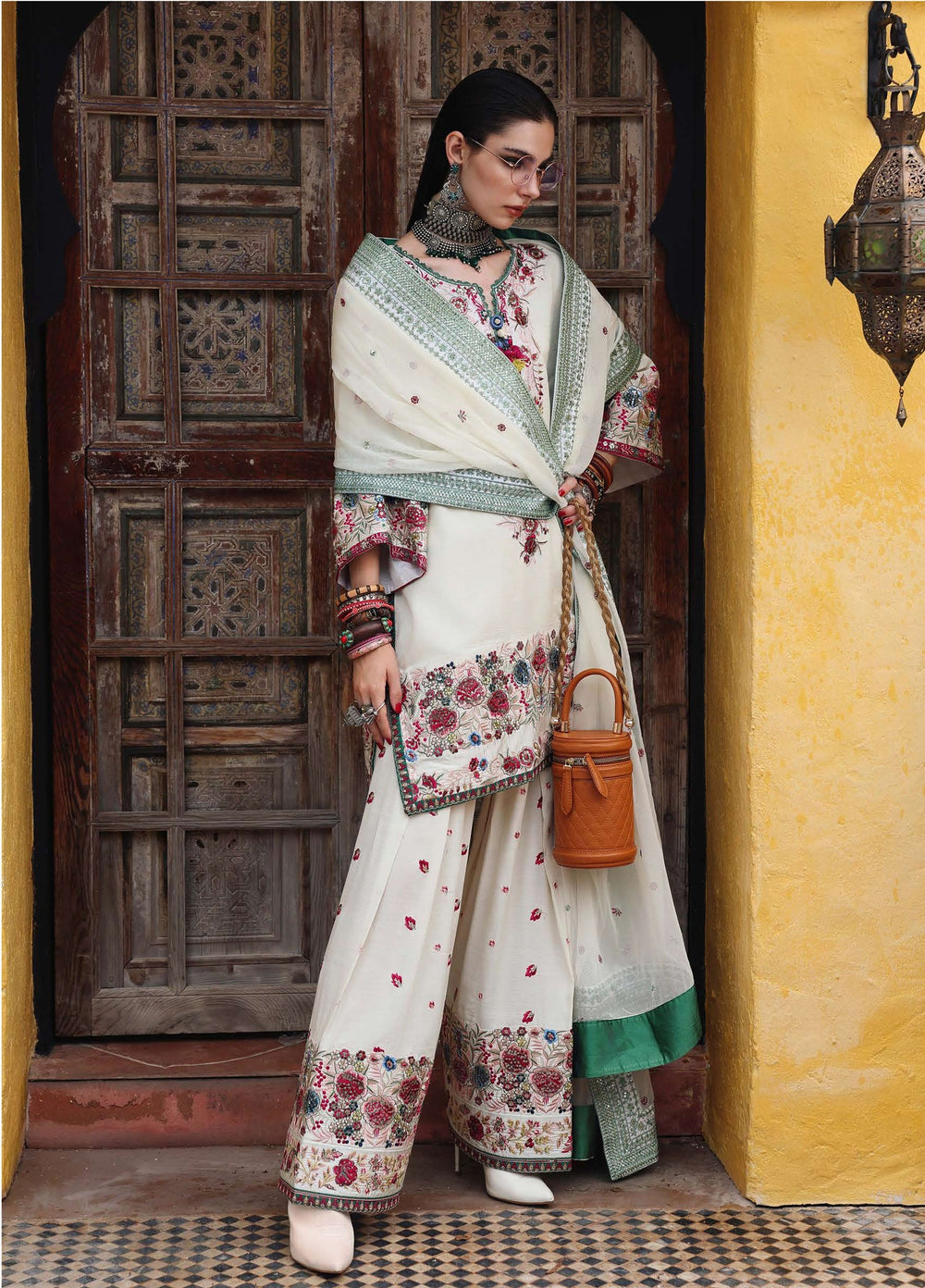 Nuvera Hemline by Mushq Unstitched Embroidered Raw Silk 3 Piece Suit MU26UNH Vivienne Rose MUNES260208 - Festive Collection