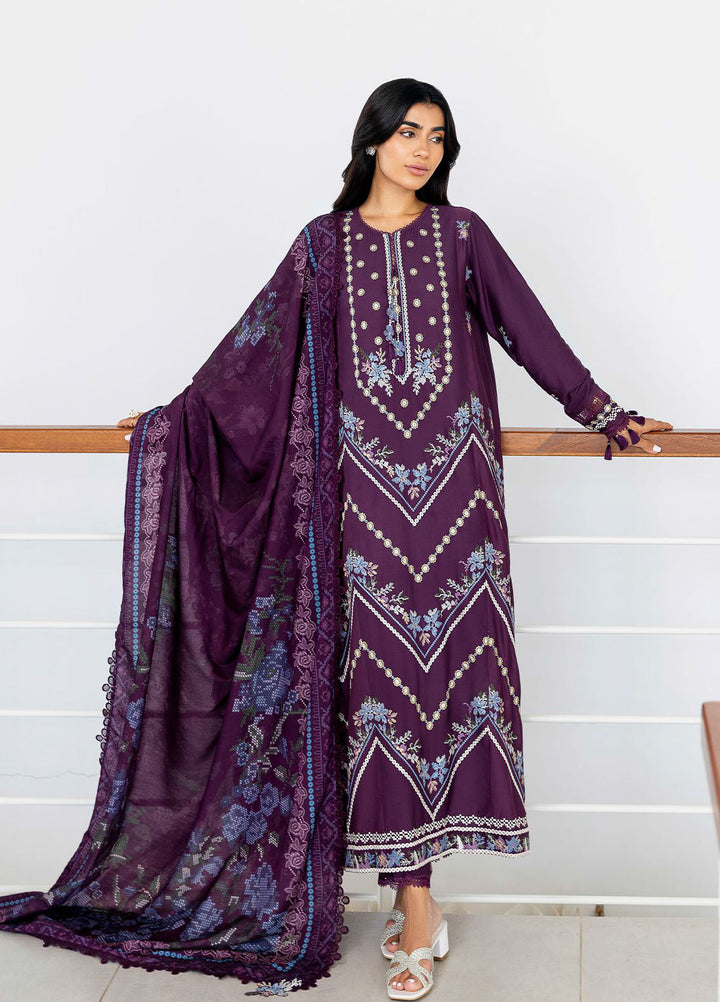 Cross Stitch Embroidered Cotton Satin Suits Unstitched 3 Piece CS25SU Mystic Dust - Winter Collection
