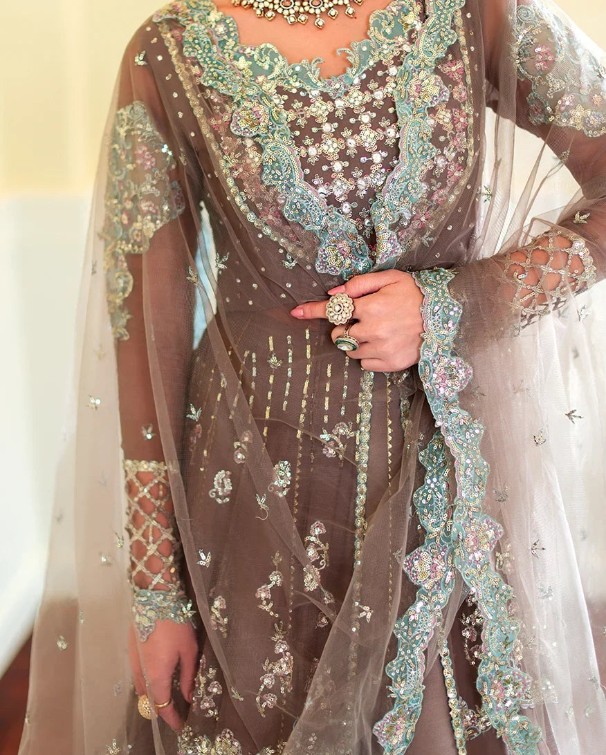 Whispers of Grace by Roheenaz Unstitched Embroidered Chiffon 3 Piece Suit RN26UWG Maeve RUNCH260203 - Wedding Collection