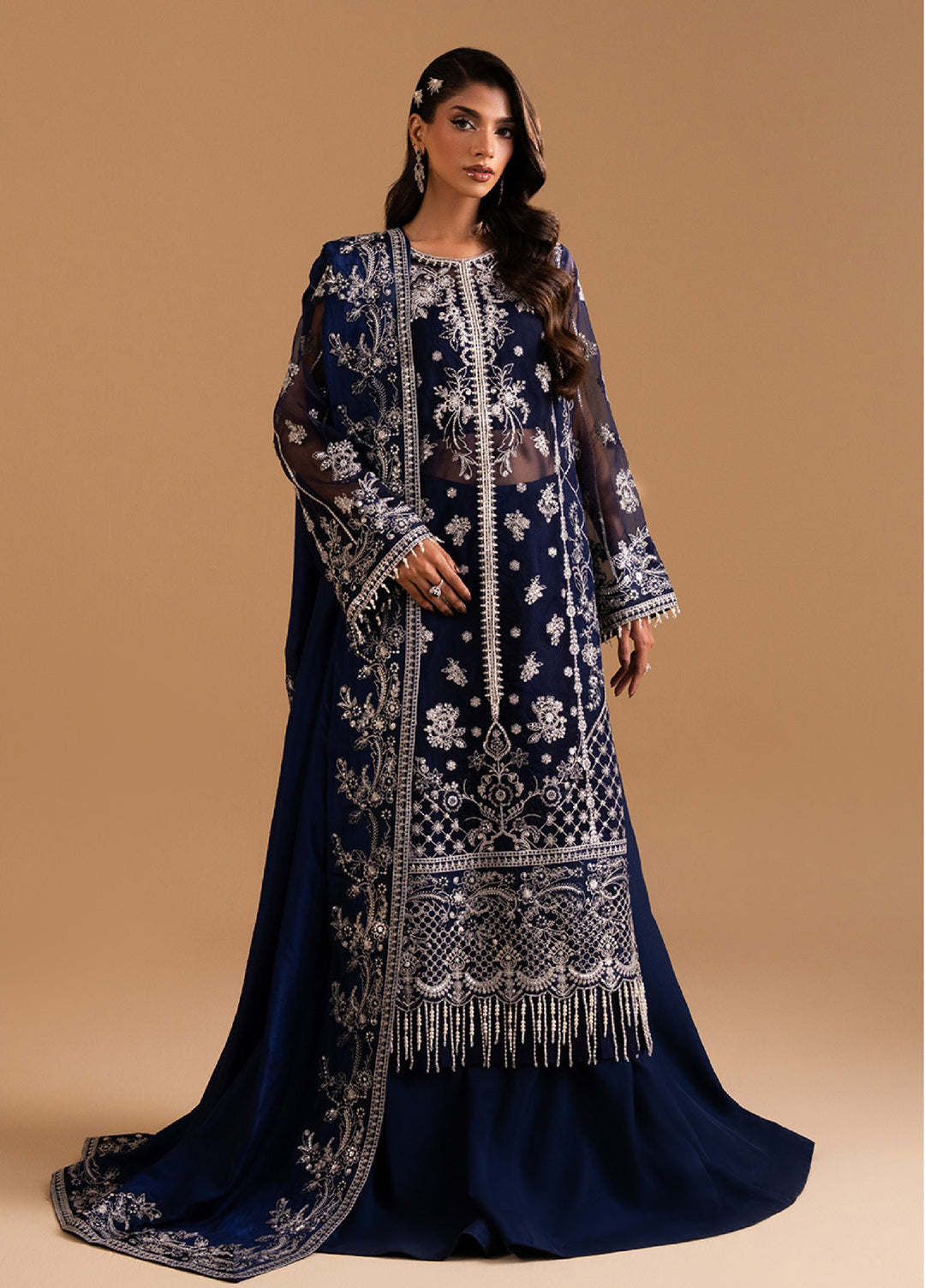 Afsanay by Zariya Luxury Embroidered Unstitched Chiffon 3 Piece Suits ZRY25LF D1 ZB50036 - Festive Collection