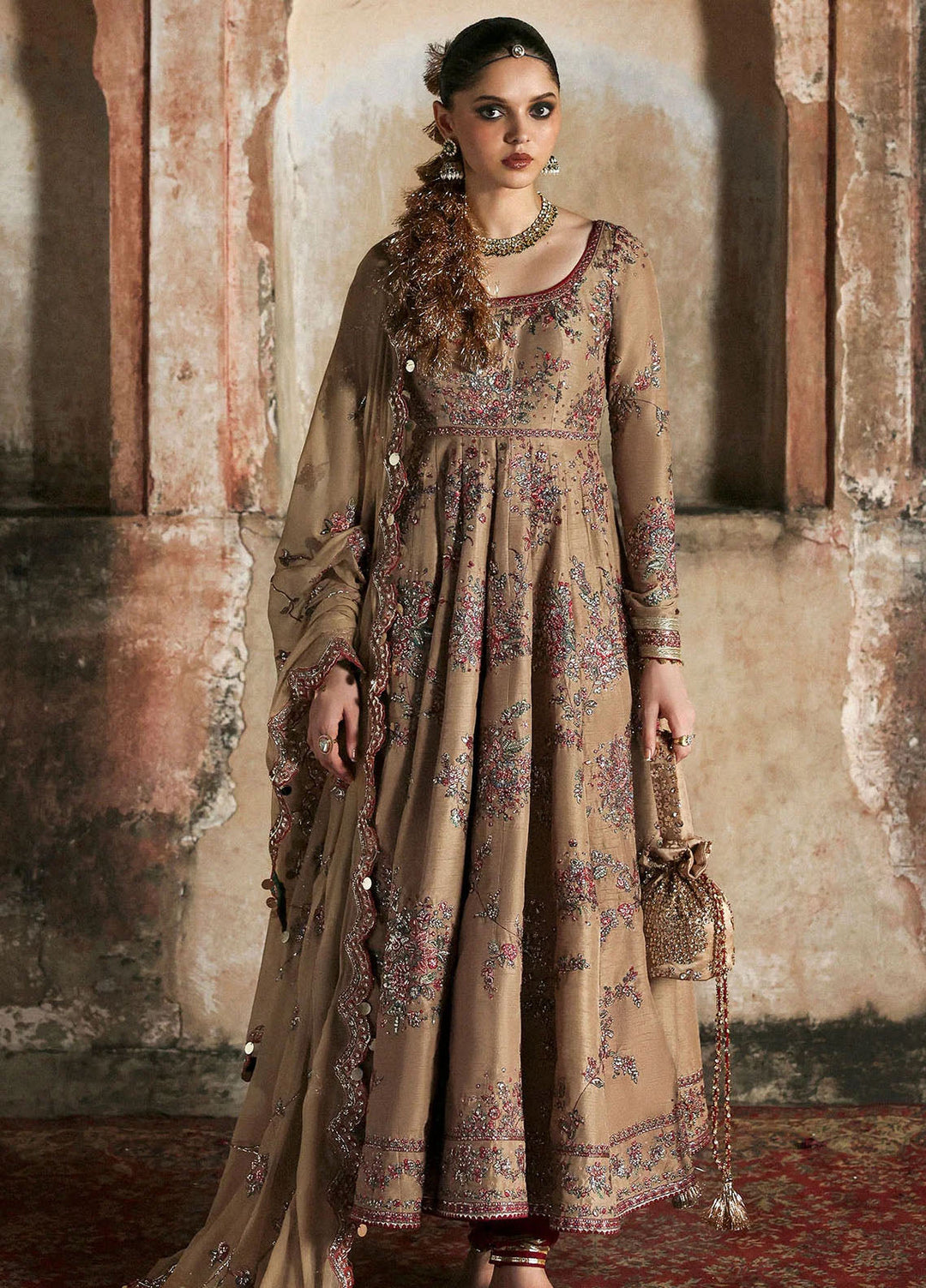 Massarat by Hussain Rehar Embroidered Raw Silk Suits Unstitched 3 Piece HRR25MU Mahvash - Festive Collection