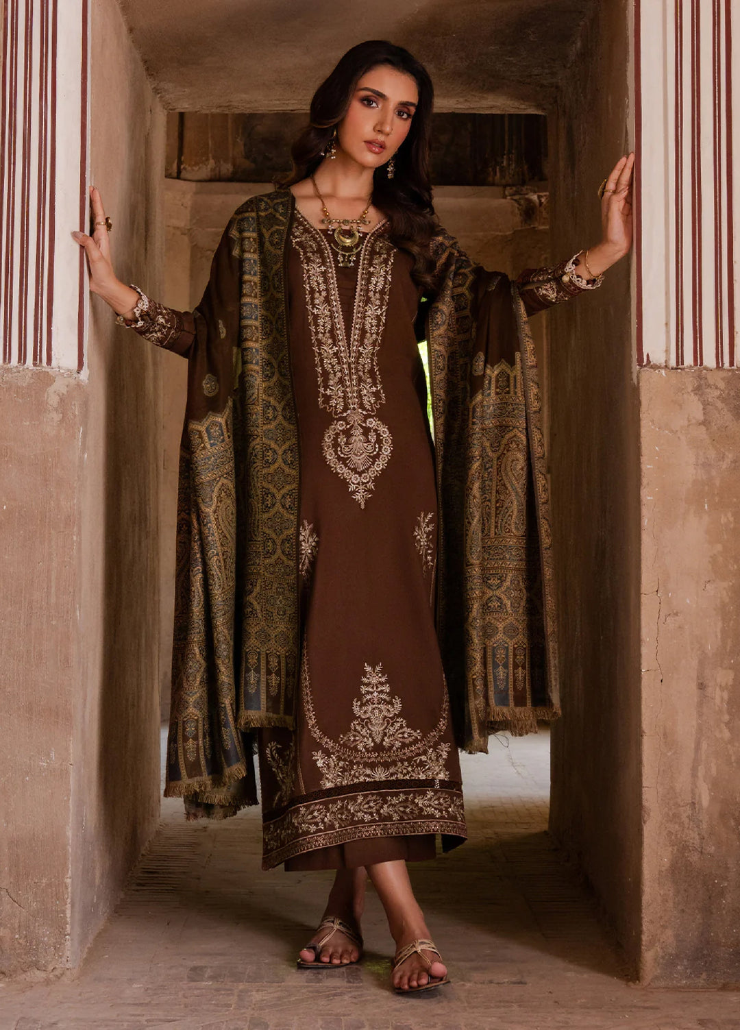 Nooraniyat by Izel Embroidered wool Suits Unstitched 3 Piece IZ25NW Manzil - Winter Collection