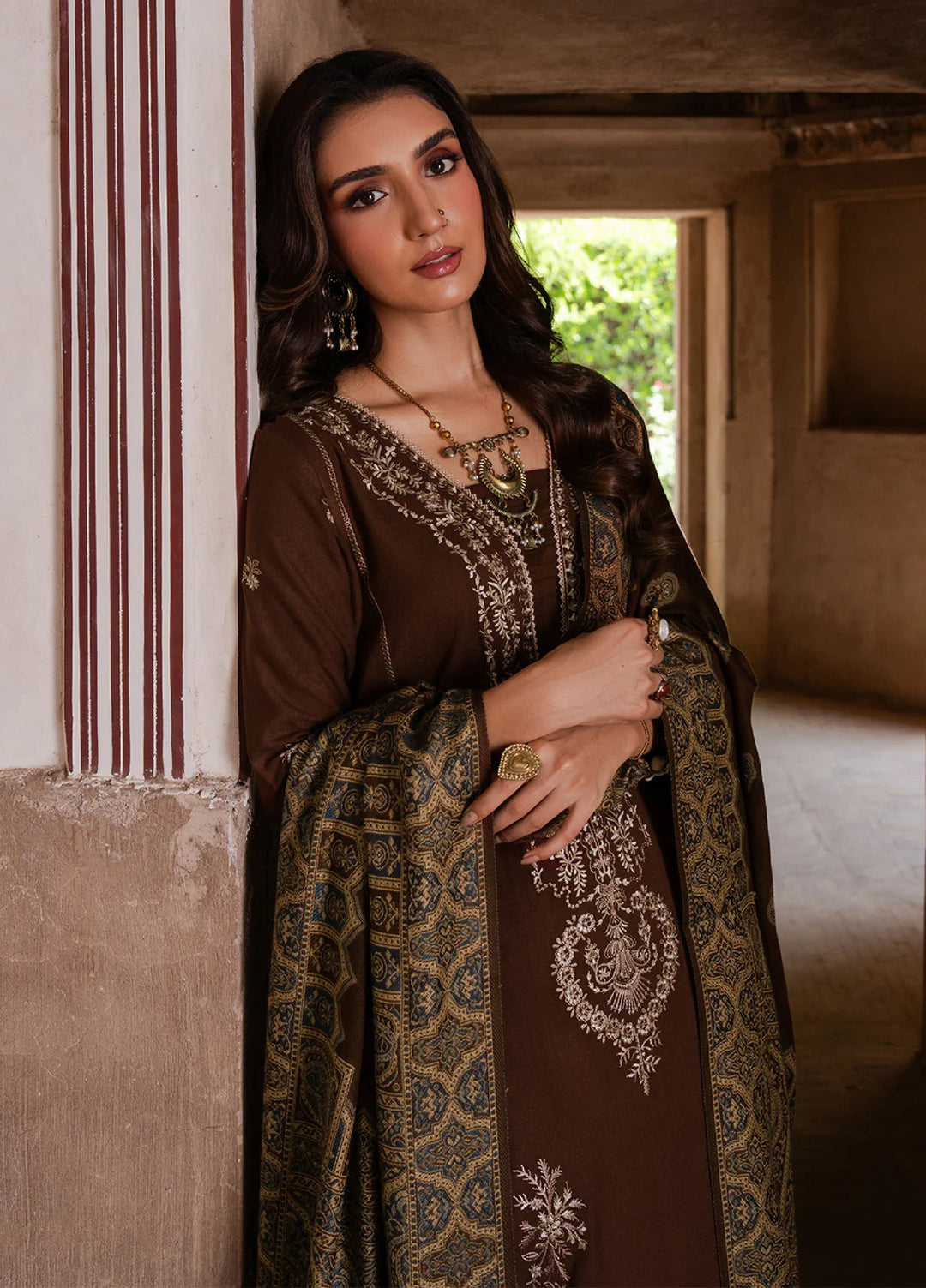 Nooraniyat by Izel Embroidered wool Suits Unstitched 3 Piece IZ25NW Manzil - Winter Collection