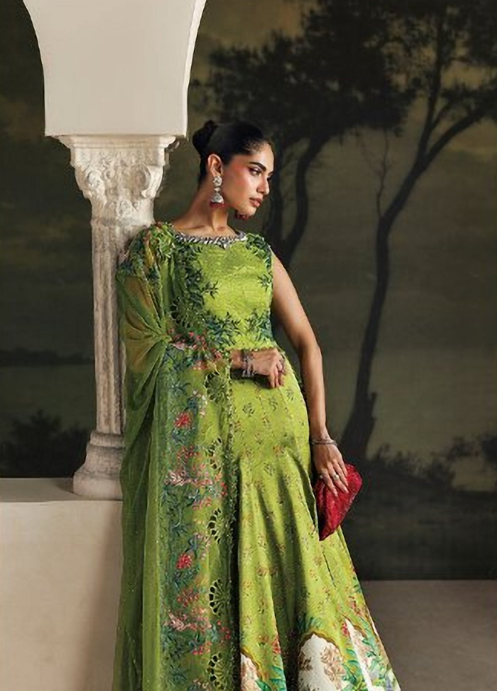 Soiree by Maria B Unstitched Embroidered Raw Silk 3 Piece Suit MB26US D6 - Festive Collection