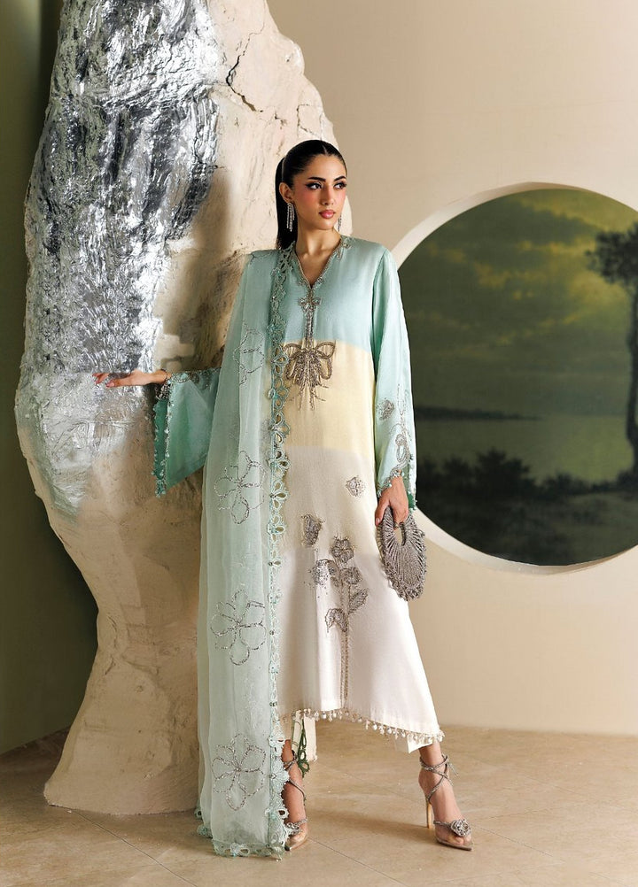 Soiree by Maria B Unstitched Embroidered Raw Silk 3 Piece Suit MB26US D7 - Festive Collection