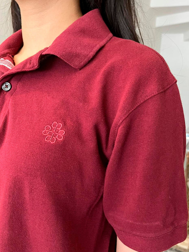 Brumano Solids Maroon 100% Cotton Pique Polo - Women