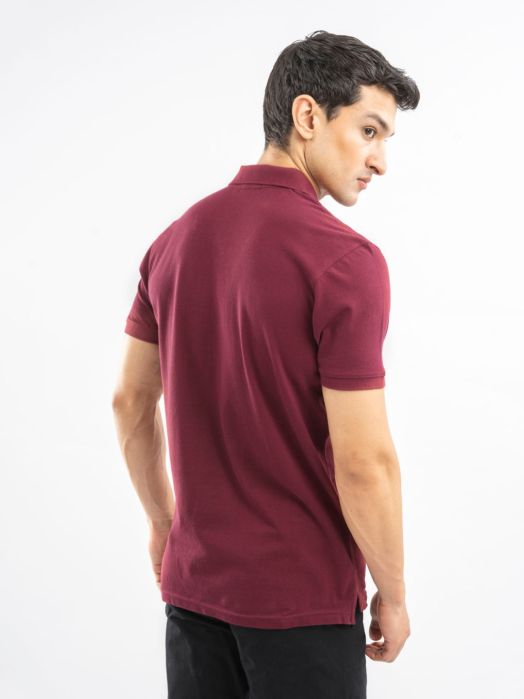 Brumano  Solids Cotton Polo Maroon 100% Cotton Pique Polo