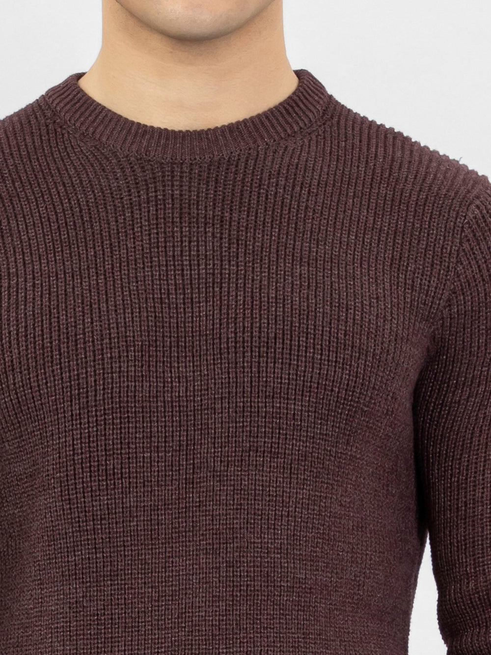 Brumano Mens RTW Solids Cotton 1 Piece Maroon Melange Jumper Winter Collection