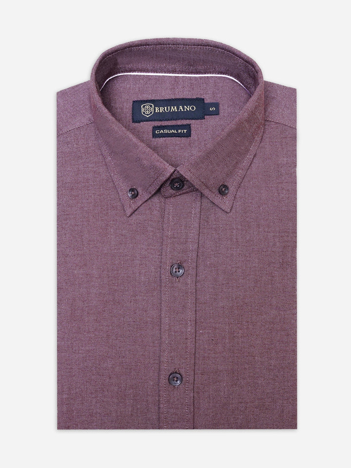 Brumano Ready To Wear Shirts Men 1 Piece Cotton Maroon Twill Button Down Shirt 0-31-025-4519 - Summer Collection