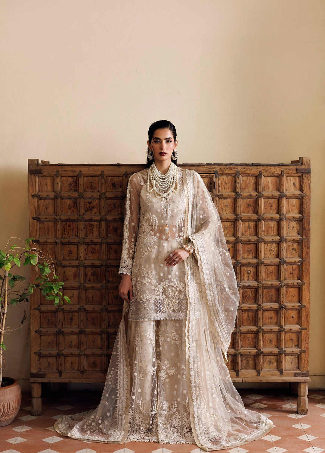 Marwa by Maryam Hussain Unstitched Embroidered Net 3 Piece Suit Chandni - Wedding Collection