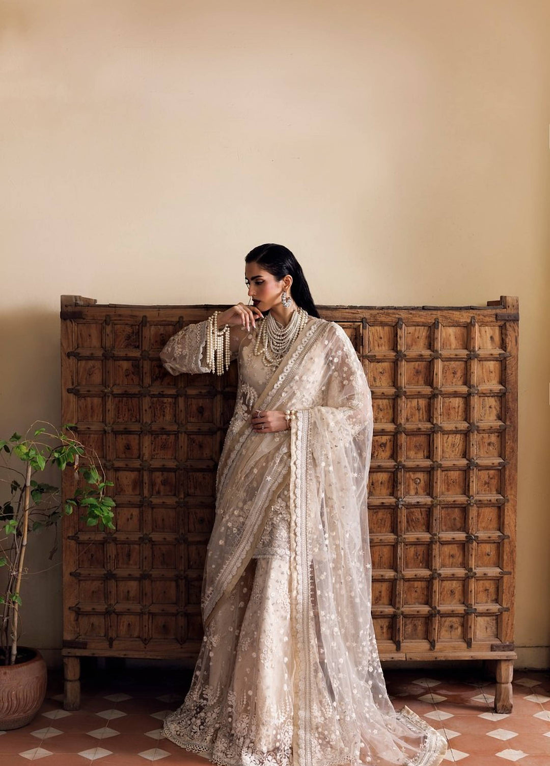 Marwa by Maryam Hussain Unstitched Embroidered Net 3 Piece Suit Chandni - Wedding Collection