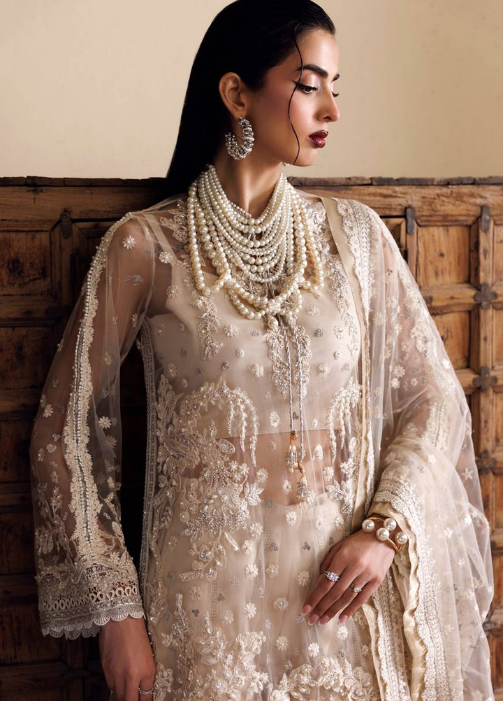 Marwa by Maryam Hussain Unstitched Embroidered Net 3 Piece Suit Chandni - Wedding Collection