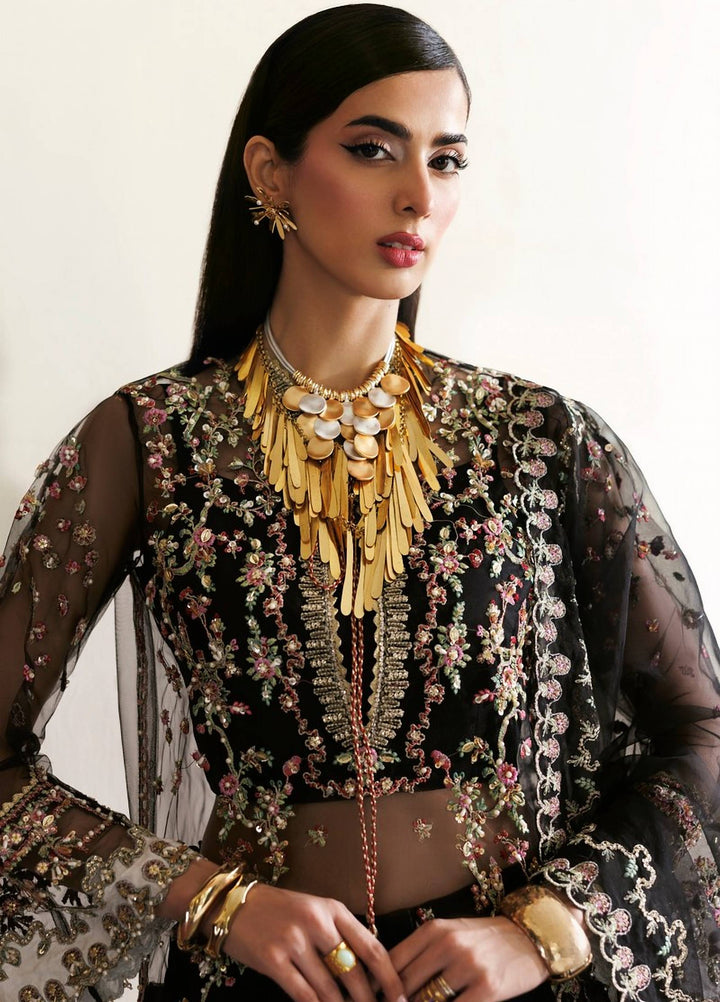 Marwa by Maryam Hussain Unstitched Embroidered Net 3 Piece Suit Kajal - Wedding Collection