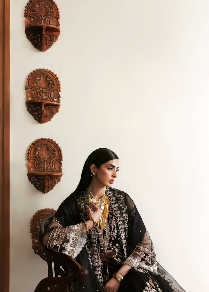 Marwa by Maryam Hussain Unstitched Embroidered Net 3 Piece Suit Kajal - Wedding Collection
