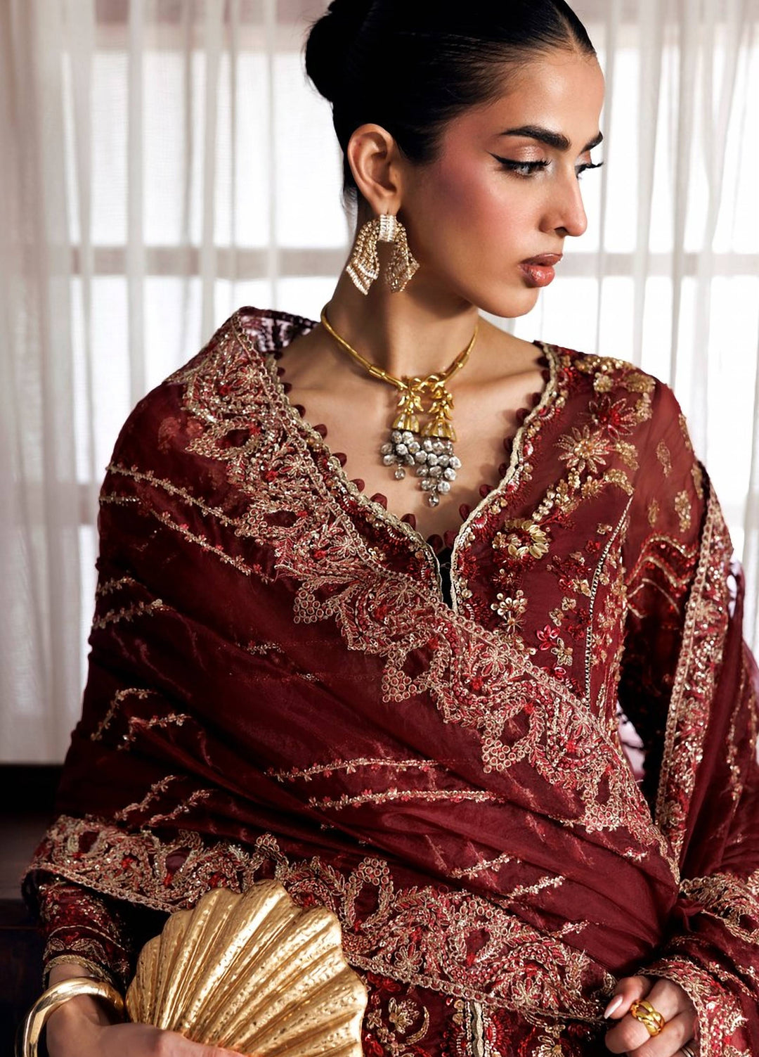 Marwa by Maryam Hussain Unstitched Embroidered Organza 3 Piece Suit Mehrosh - Wedding Collection