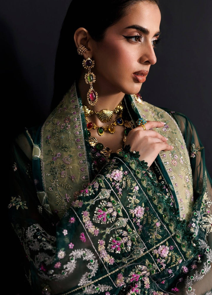 Marwa by Maryam Hussain Unstitched Embroidered Net 3 Piece Suit Zamurd - Wedding Collection