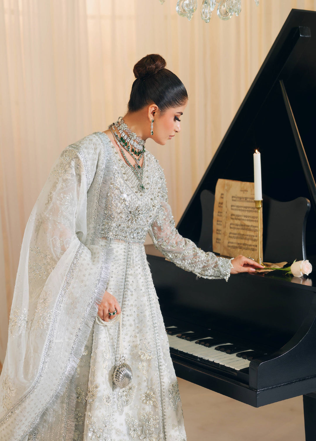 Maryam Hussain Unstitched Wedding Embroidered Organza Suits 3 Piece MH25UW D-01 Jhil Mil - Wedding Collection