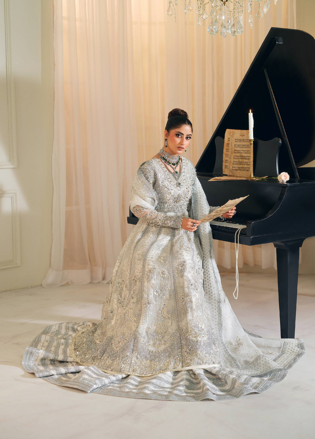 Maryam Hussain Unstitched Wedding Embroidered Organza Suits 3 Piece MH25UW D-01 Jhil Mil - Wedding Collection