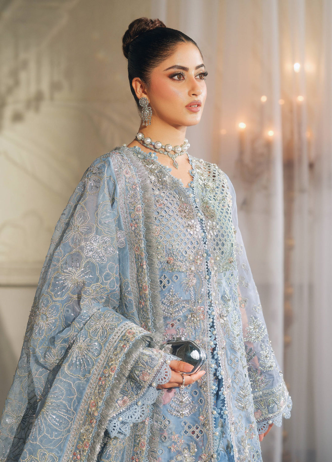 Maryam Hussain Unstitched Wedding Embroidered Organza Suits 3 Piece MH25UW D-03 Zuri - Wedding Collection