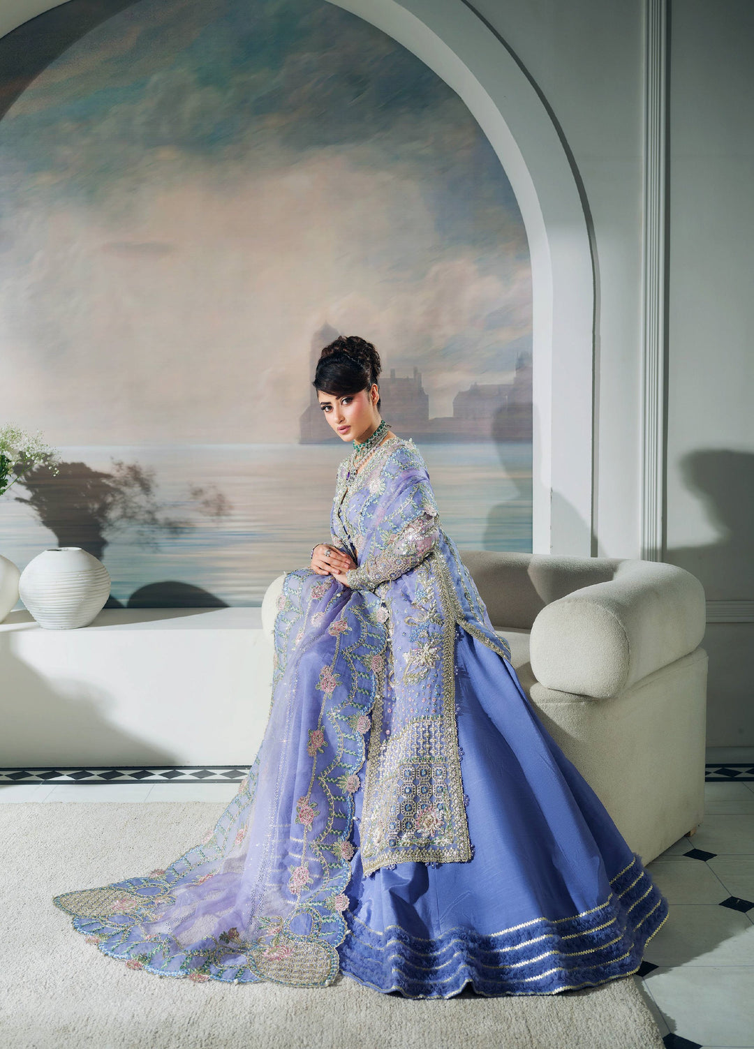 Maryam Hussain Unstitched Wedding Embroidered Organza Suits 3 Piece MH25UW D-07 Giya - Wedding Collection