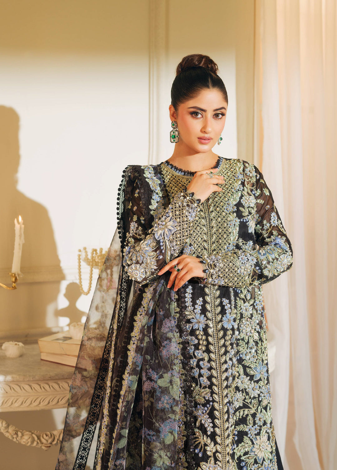 Maryam Hussain Unstitched Wedding Embroidered Organza Suits 3 Piece MH25UW D-08 hoor - Wedding Collection