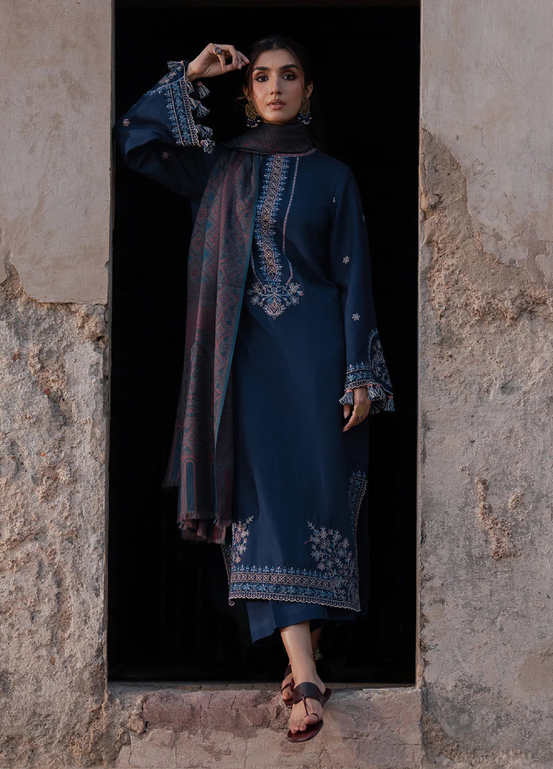 Nooraniyat by Izel Embroidered wool Suits Unstitched 3 Piece IZ25NW Mashq - Winter Collection