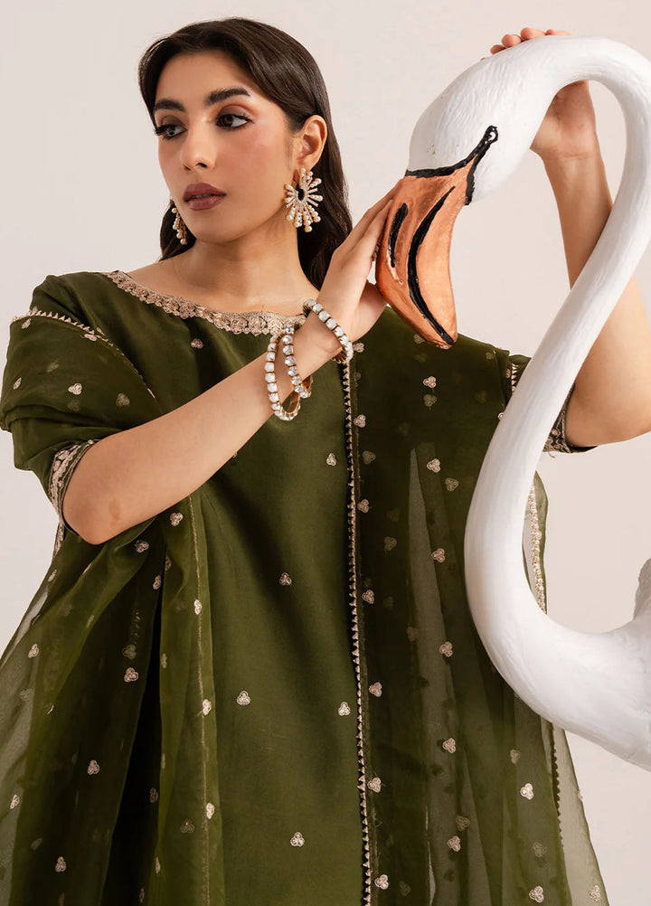 Izel Pret Embroidered Raw Silk 3 Piece Suit Matcha