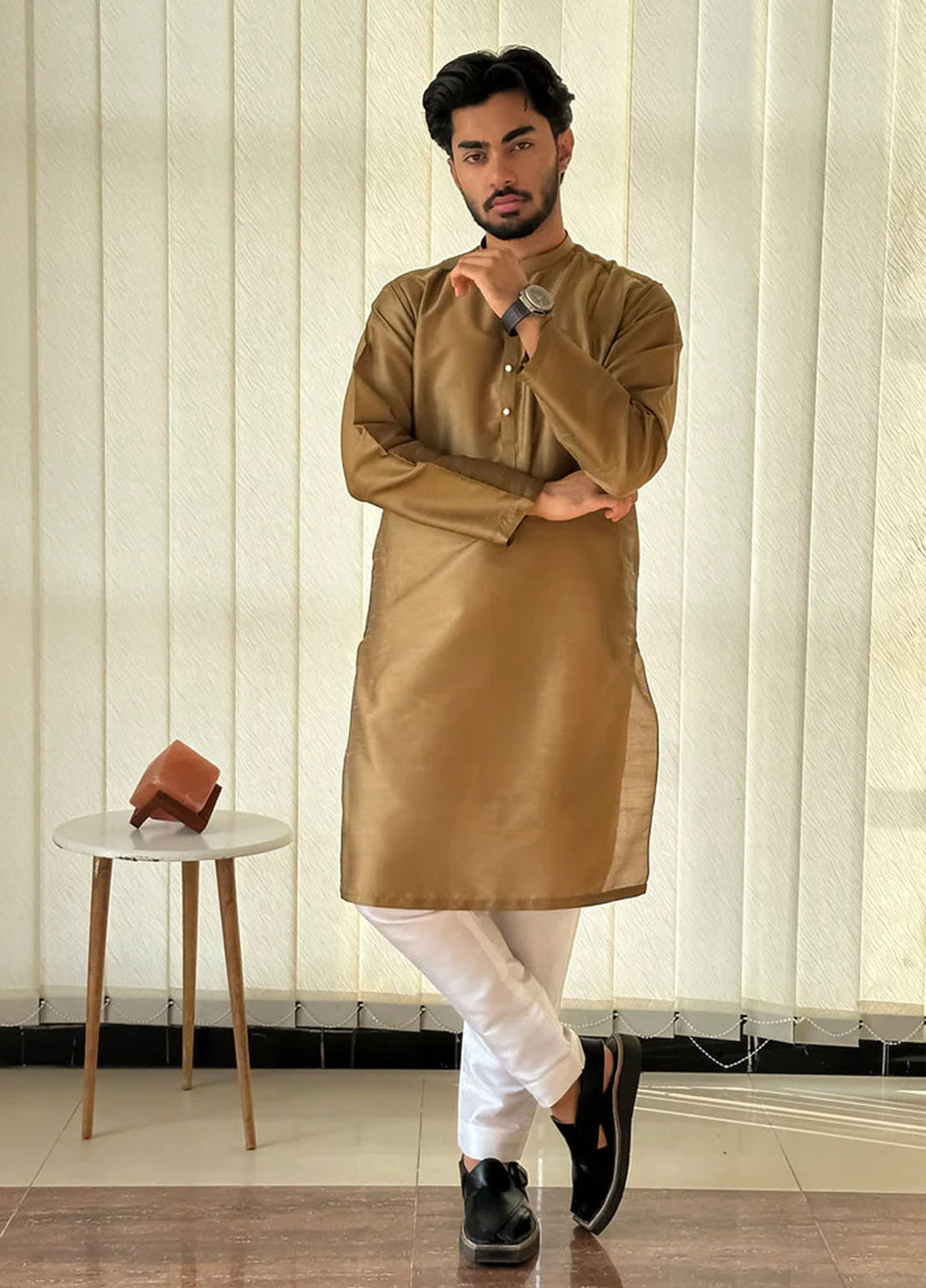 Mazham Pret Plain Raw Silk Kurta-Pajama BKT-S-M