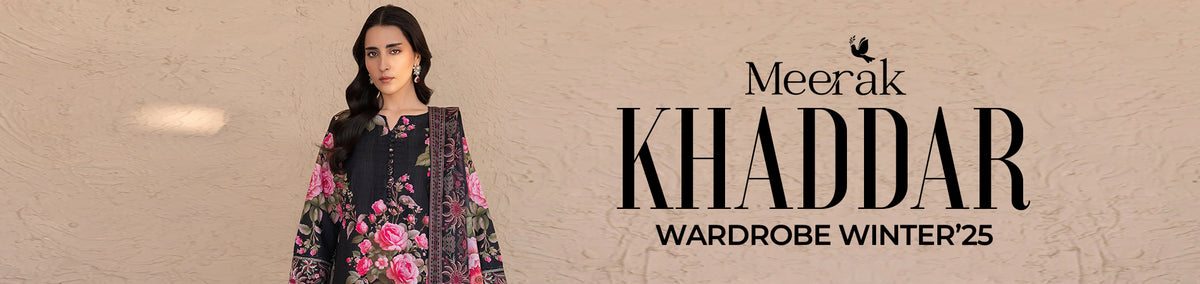 Meerak Women Embroidered Linen Beige Rose - Winter Collection