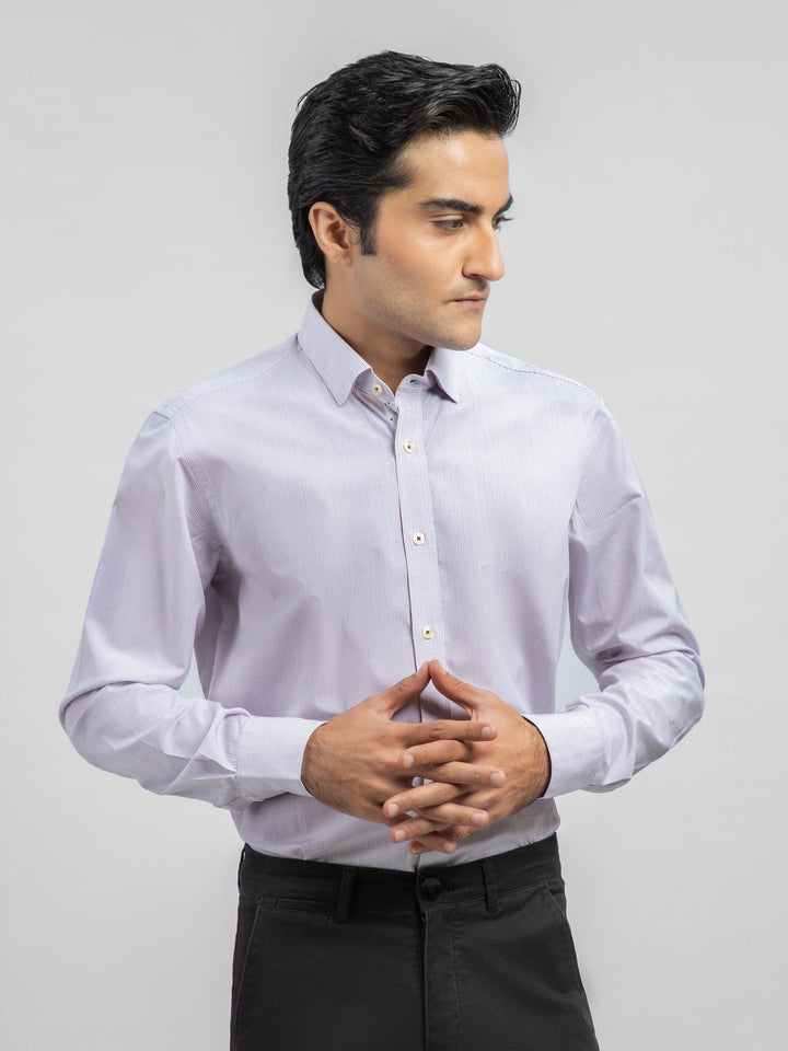 Brumano Ready To Wear Shirts Men 1 Piece Cotton Micro Gingham Checkered Formal Shirt 0-32-023-1654 - Summer Collection