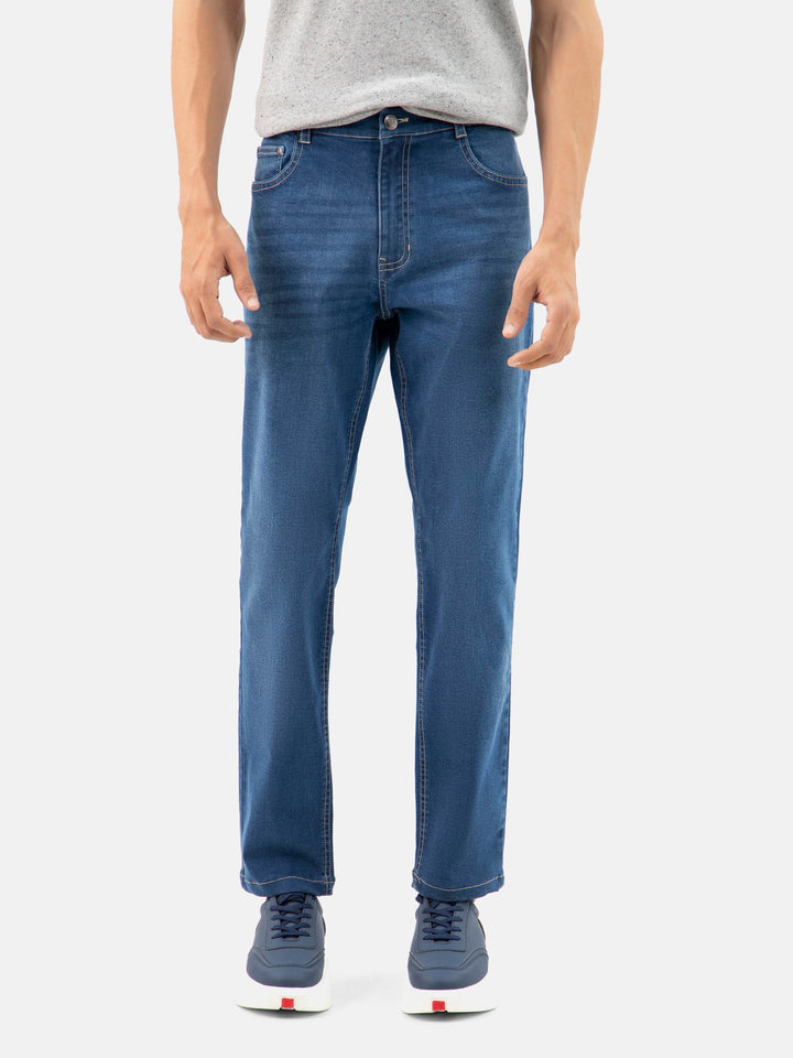 Brumano  Solids Mens  -  MidBlue Washed Casual Fit Jeans