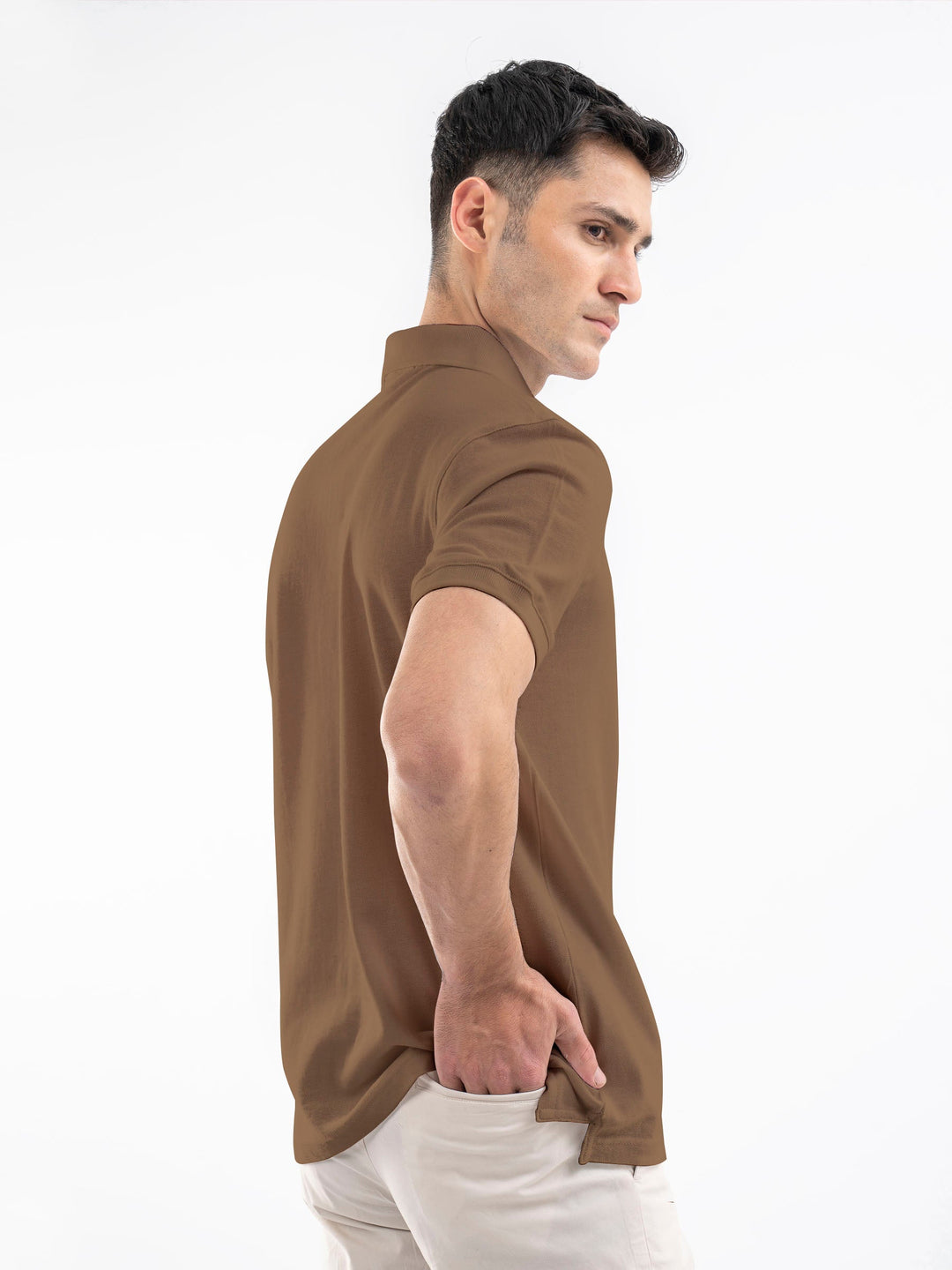 Brumano  Solids Cotton Polo Mid Brown 100% Cotton Pique Polo