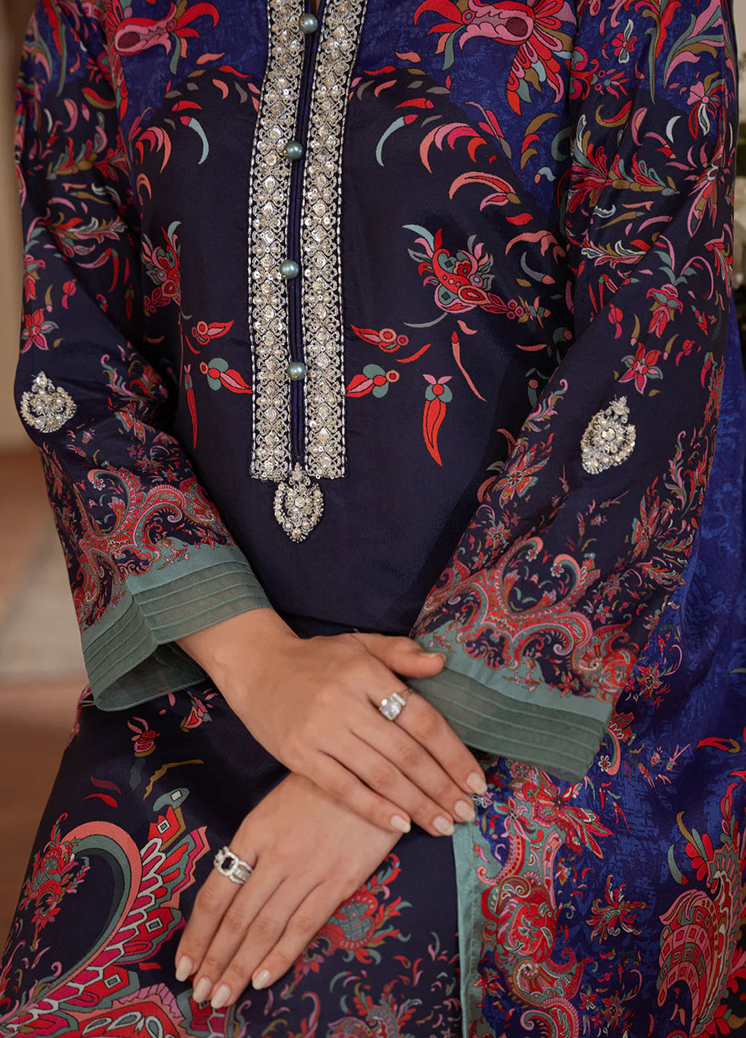 Veloure by Gulaal Embroidered Silk Suits Unstitched 3 Piece GL25VU GS - 03 Midnight Reverie - Festive Collection