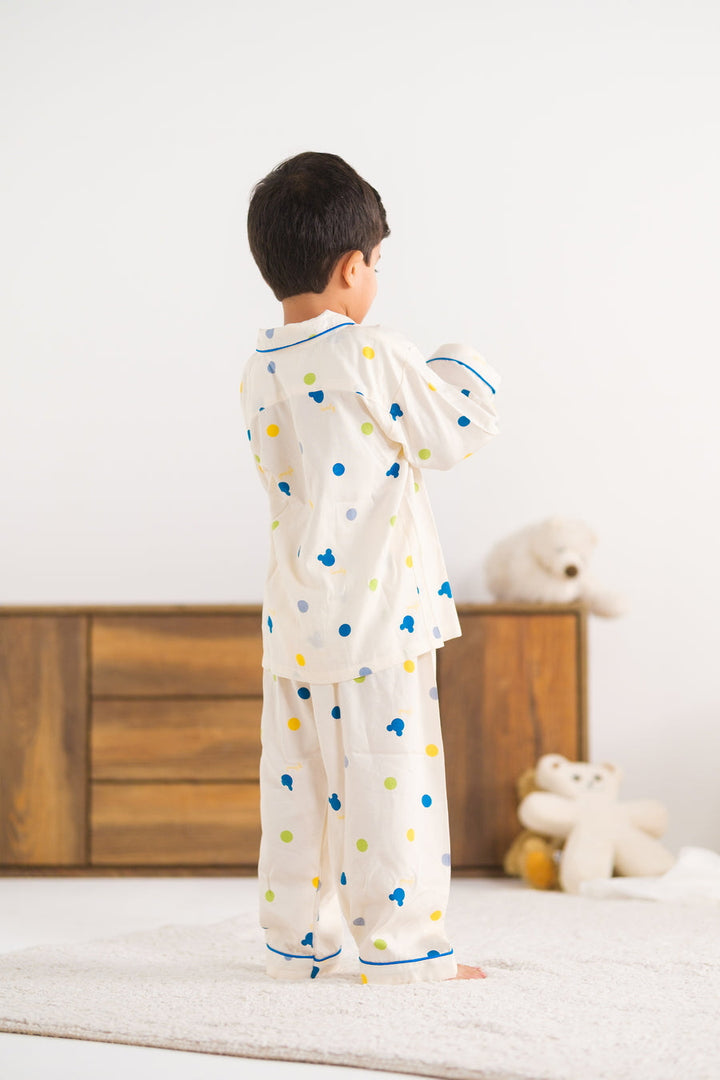 Baby Nest Kids Premium Night Suits For Boys Printed 2 Piece Boski Linen Miki Snug Spot - Casual Collection