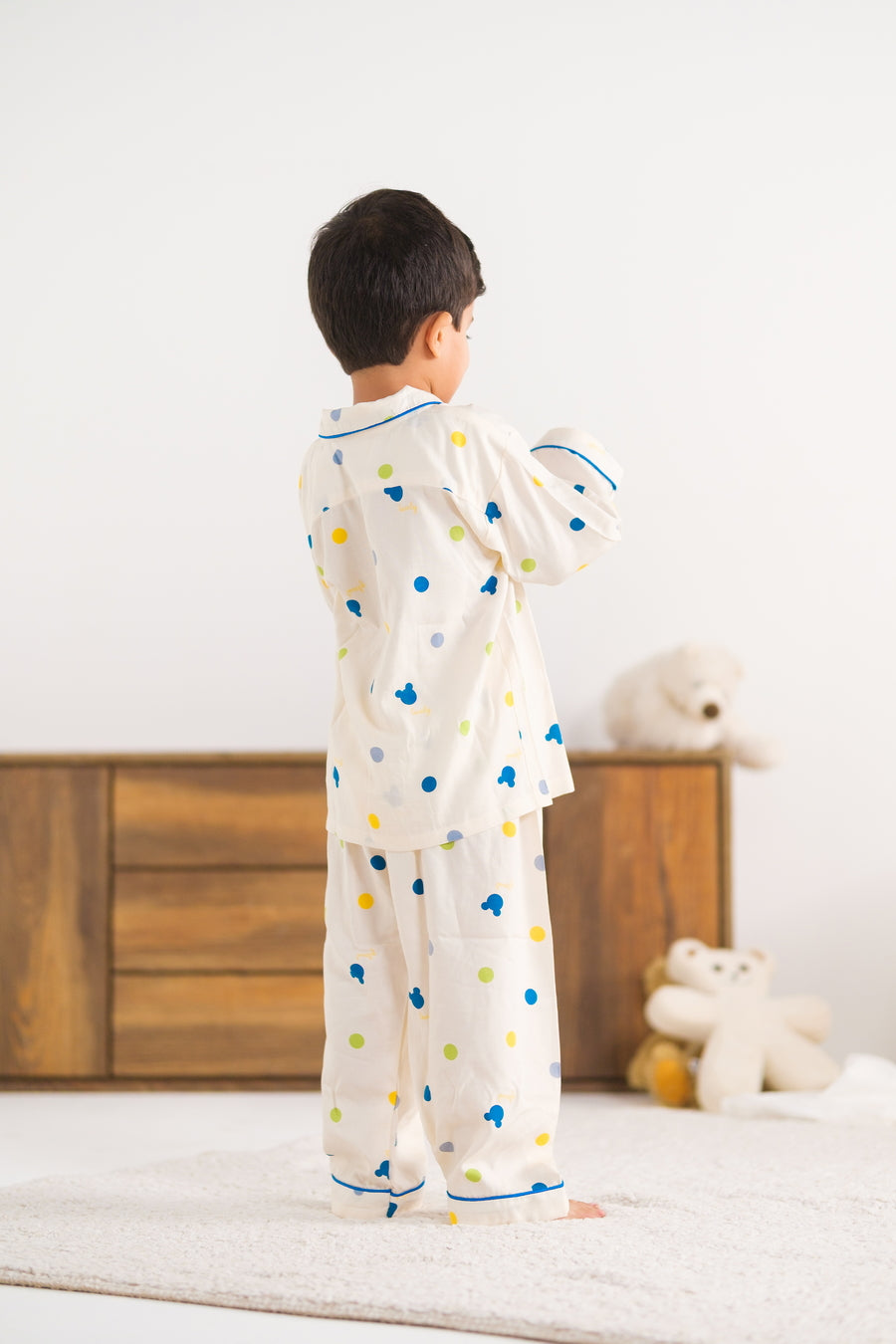 Baby Nest Kids Premium Night Suits For Boys Printed 2 Piece Boski Linen Miki Snug Spot - Casual Collection