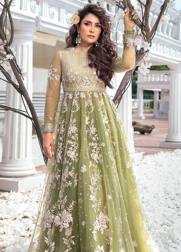 Jahan by Erum Khan Embroidered Net Suits Unstitched 3 Piece EK25V4 Mint Glow - Formals Collection