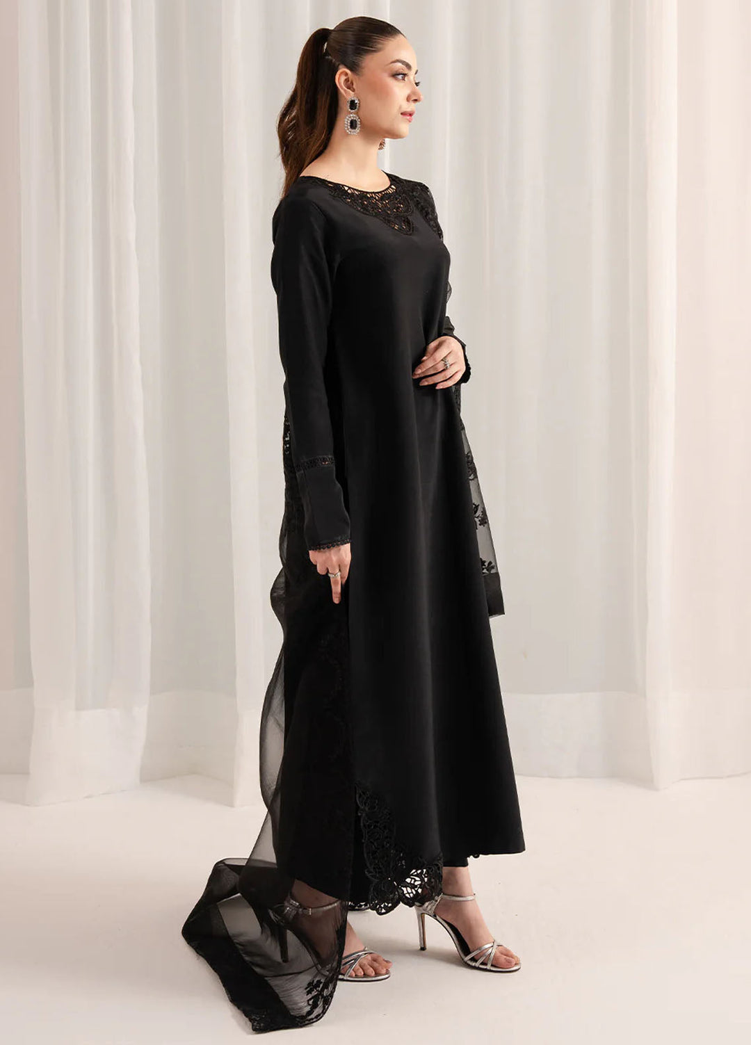 Izel Pret Embroidered Raw Silk 3 Piece Suit Minuit