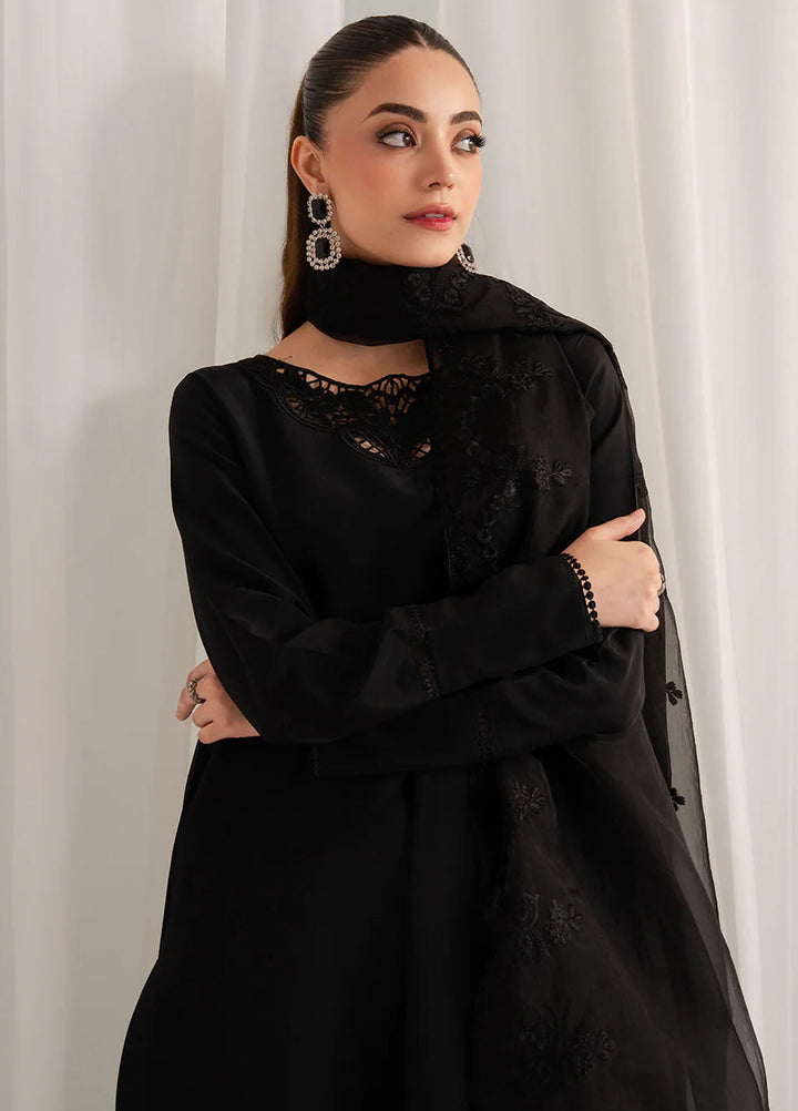 Izel Pret Embroidered Raw Silk 3 Piece Suit Minuit