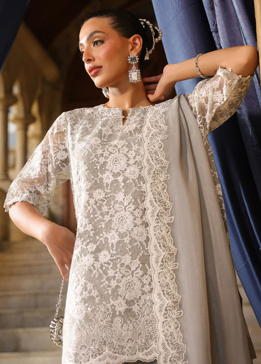 Luxe by Sahar Pret Embroidered Organza 3 Piece Moonlight Shimmer