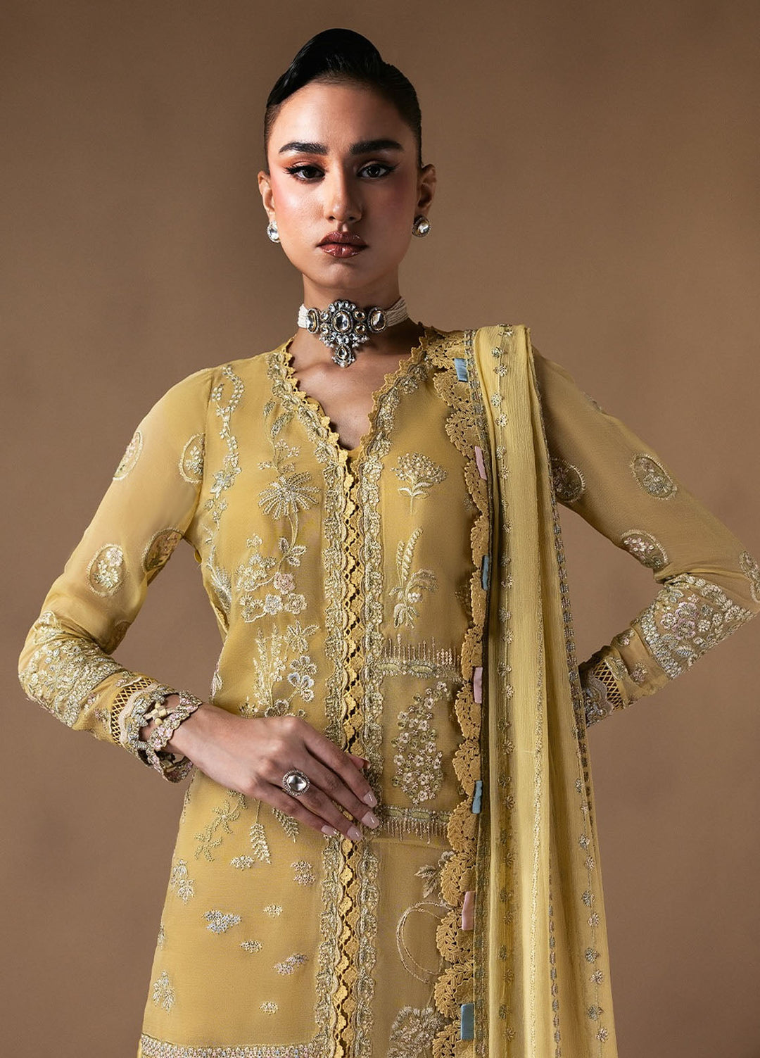 Moonlit Muse by Zarposh Embroidered Chiffon Suits Unstitched 3 Piece ZP25ML D-01 Cymelle - Formals Collection
