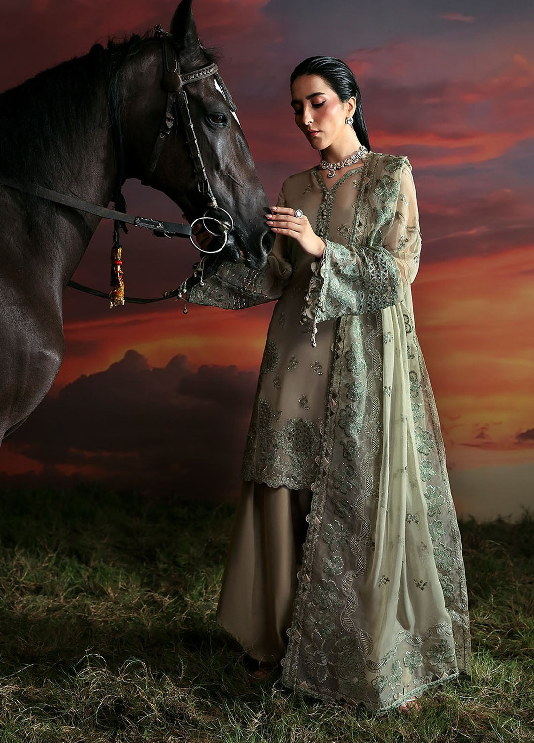 Moonlit Muse by Zarposh Embroidered Chiffon Suits Unstitched 3 Piece ZP25ML D-05 Nerine - Formals Collection